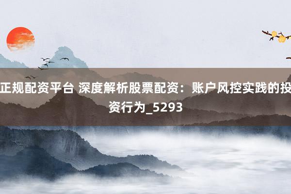 正规配资平台 深度解析股票配资：账户风控实践的投资行为_5293