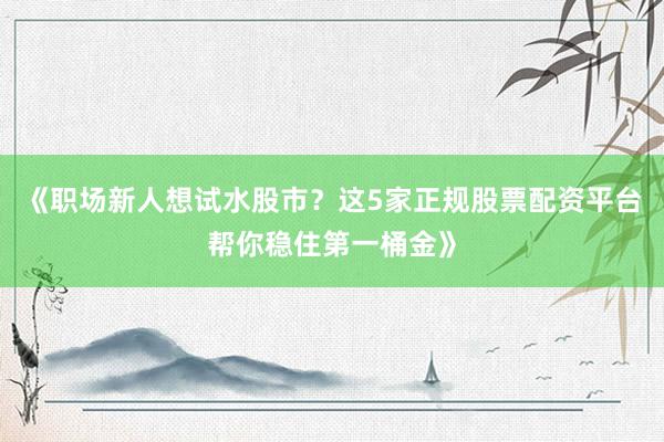 《职场新人想试水股市？这5家正规股票配资平台帮你稳住第一桶金》