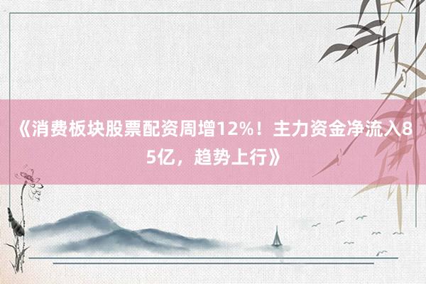 《消费板块股票配资周增12%！主力资金净流入85亿，趋势上行》