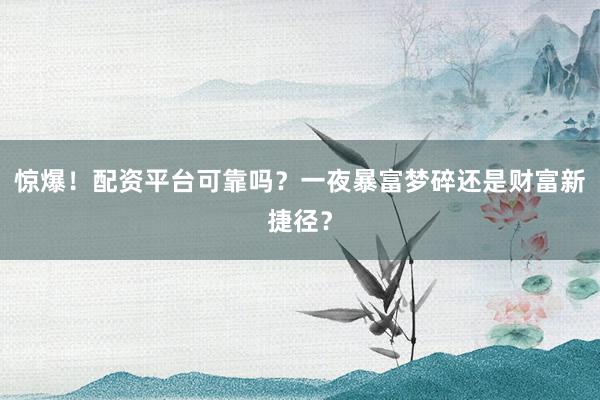 惊爆！配资平台可靠吗？一夜暴富梦碎还是财富新捷径？