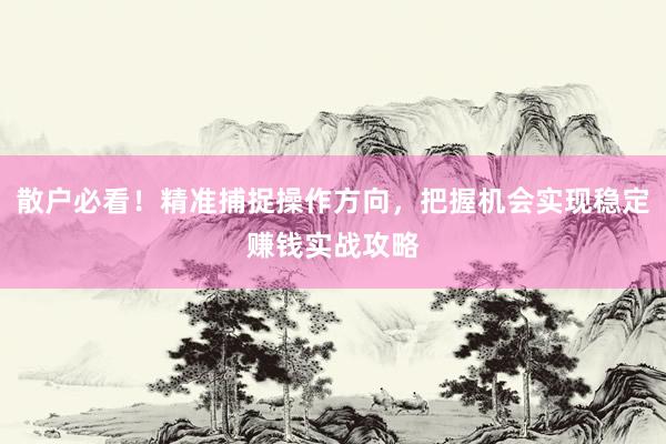 散户必看！精准捕捉操作方向，把握机会实现稳定赚钱实战攻略