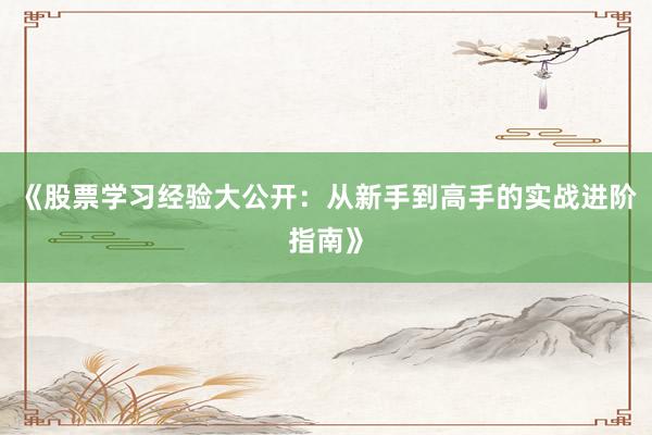 《股票学习经验大公开：从新手到高手的实战进阶指南》