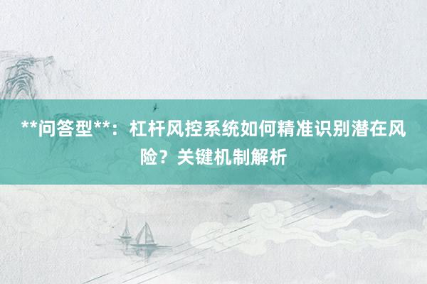 **问答型**：杠杆风控系统如何精准识别潜在风险？关键机制解析