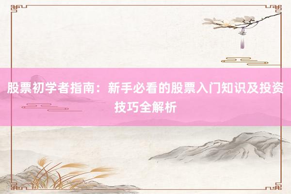 股票初学者指南：新手必看的股票入门知识及投资技巧全解析